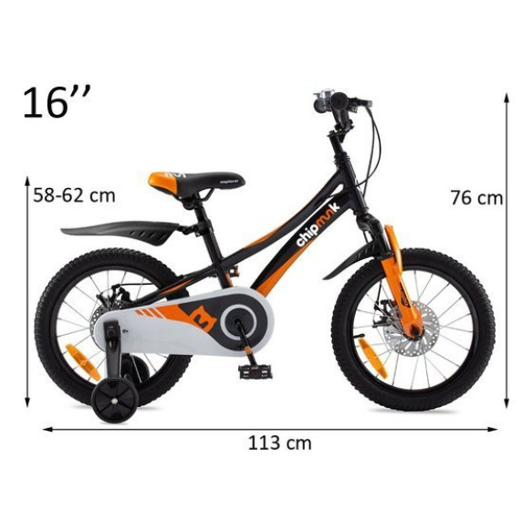 Bicicletă copii Royalbaby Explorer 16" CM16-3 – negru/portocaliu