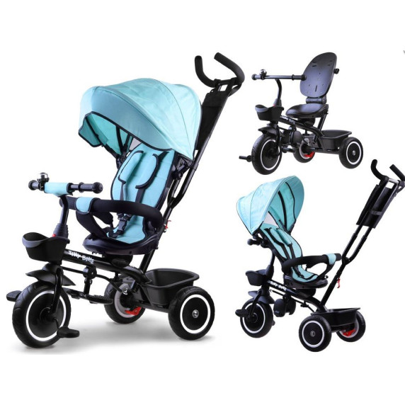 Tricikli tolókarral Tiny Bike 3az1-ben Inlea4Fun- Világos kék