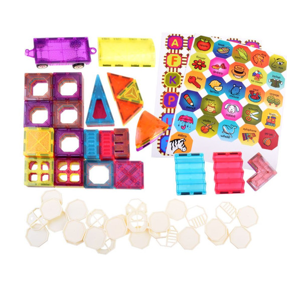 Mágneses építőjáték 111 darabos Inlea4Fun MAGNETIC DIY