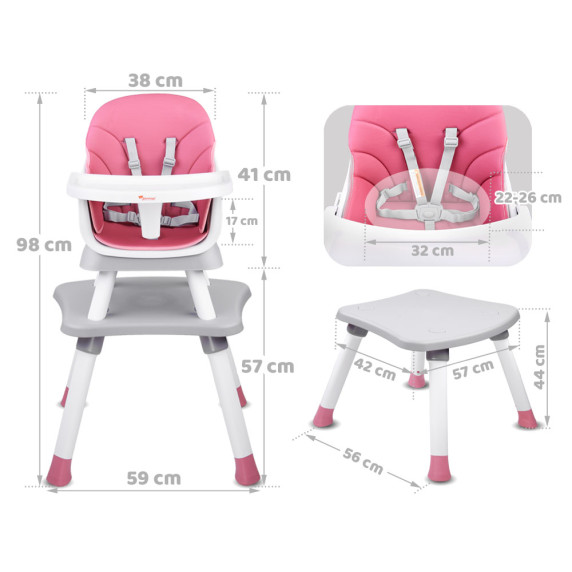 Scaun de masă bebe multifuncțional - 6 în 1