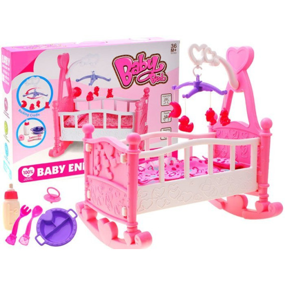 Játékbölcső babáknak Inlea4Fun BABY BED - rózsaszín