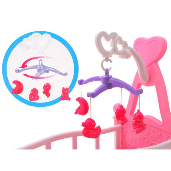 Játékbölcső babáknak Inlea4Fun BABY BED - rózsaszín