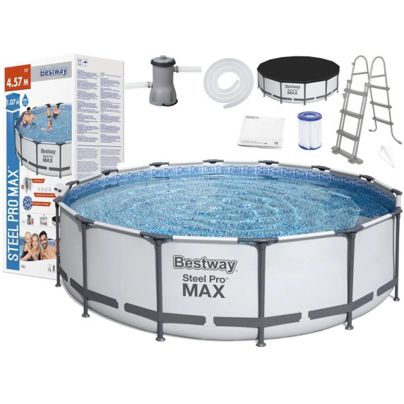 Medence papírszűrős vízforgatóval 457x107 cm BESTWAY 56488 Steel Pro MAX