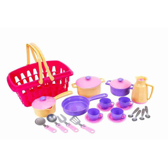 Set ustensile bucătărie cu coș - Inlea4Fun KITCHEN SET - 26 bucăți accesorii