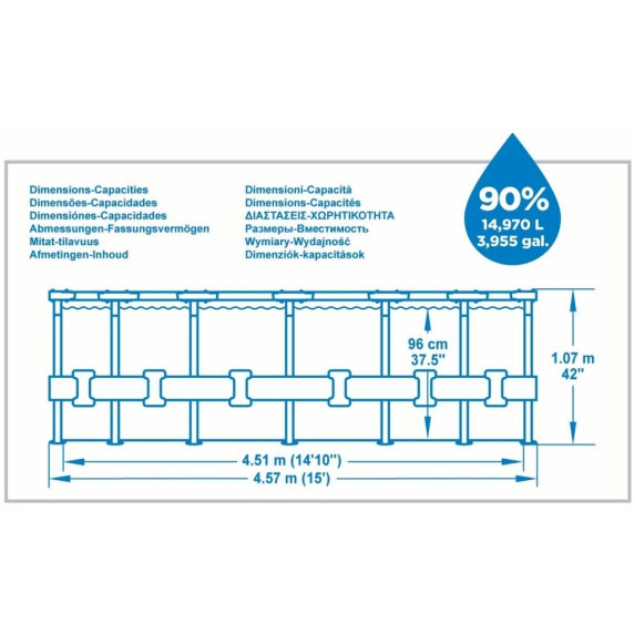 Medence papírszűrős vízforgatóval 457x107 cm BESTWAY 56488 Steel Pro MAX