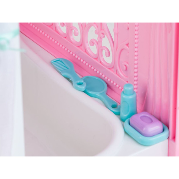 Szétnyitható babaház kerekeken játékbabával Inlea4Fun Anlily DREAM BEDROOM
