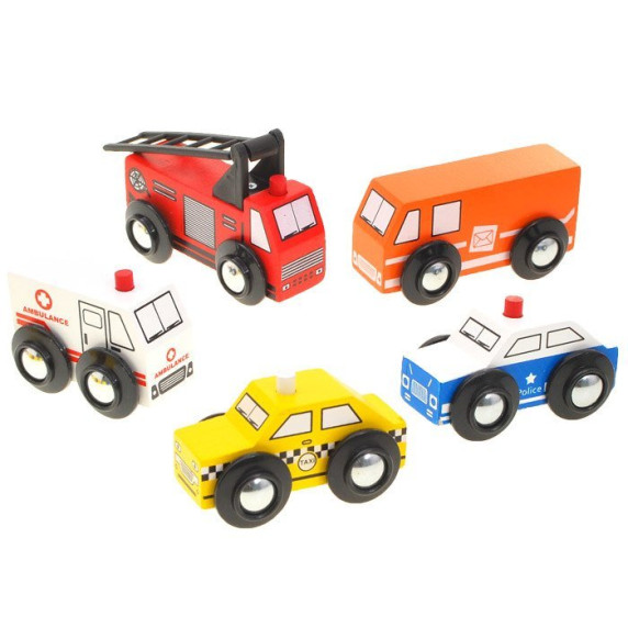 Set elemente oraș din lemn 47 bucăți Fun Town Inlea4Fun