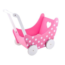 Fa játék babakocsi Inlea4Fun PINK DOLL'S PRAM - 
