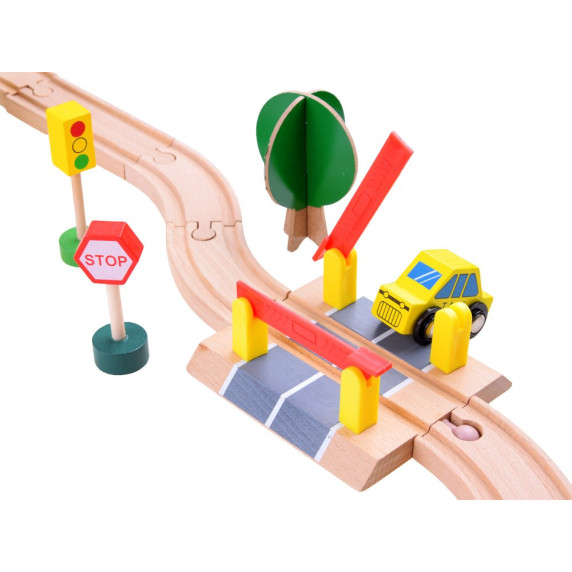 Set cale ferată din lemn 80 piese, City, Kids Toyland Inlea4Fun