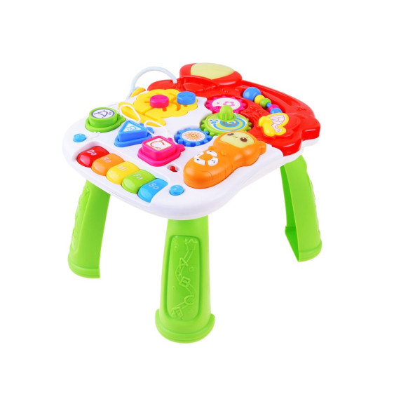 Premergător educațional cu masă 2 în 1 - verde / galben - Inlea4fun