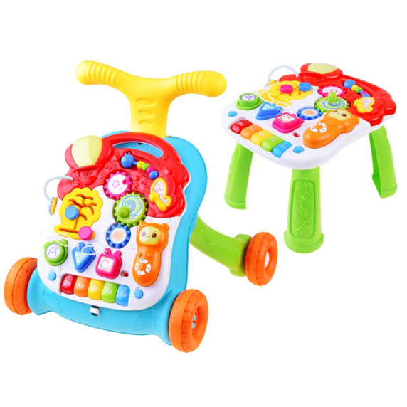 Premergător educațional cu masă 2 în 1 - verde / galben - Inlea4fun