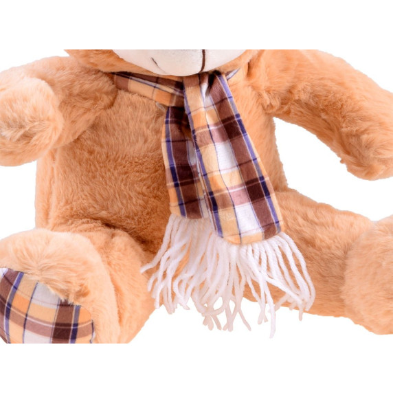 Plüss medve kockás sállal Inlea4Fun 30 cm - világos barna