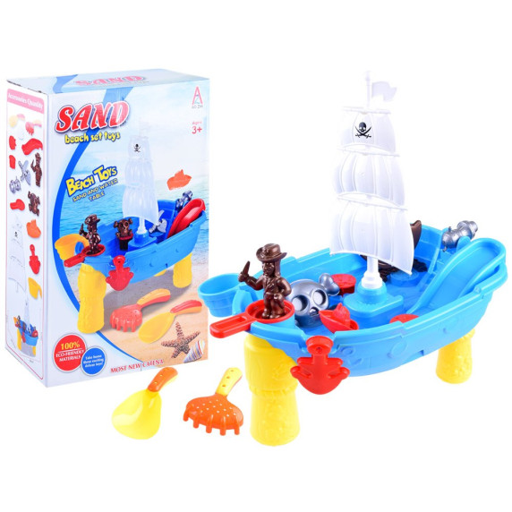 Pieskovisko na stolíku Pirátska loď Inlea4Fun SAND BEACH TOYS