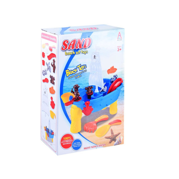 Pieskovisko na stolíku Pirátska loď Inlea4Fun SAND BEACH TOYS