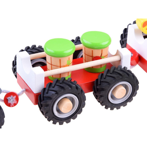Set tractor din lemn, cu accesorii, Wooden Tractor Inlea4Fun