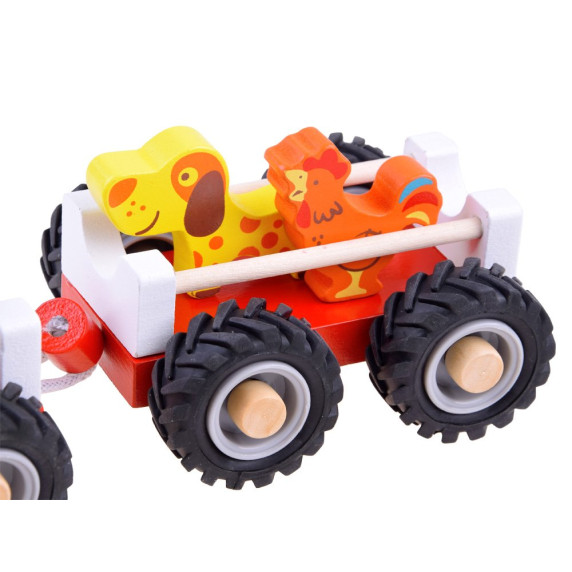 Set tractor din lemn, cu accesorii, Wooden Tractor Inlea4Fun