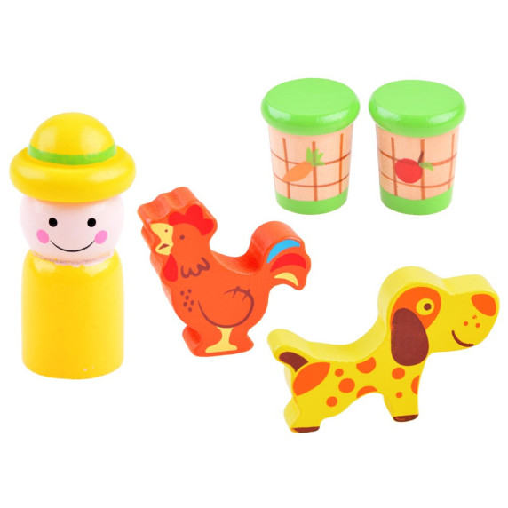 Set tractor din lemn, cu accesorii, Wooden Tractor Inlea4Fun