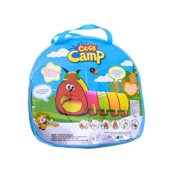  Detský hrací stan s tunelom Inlea4Fun COOL CAMP - Stonožka 