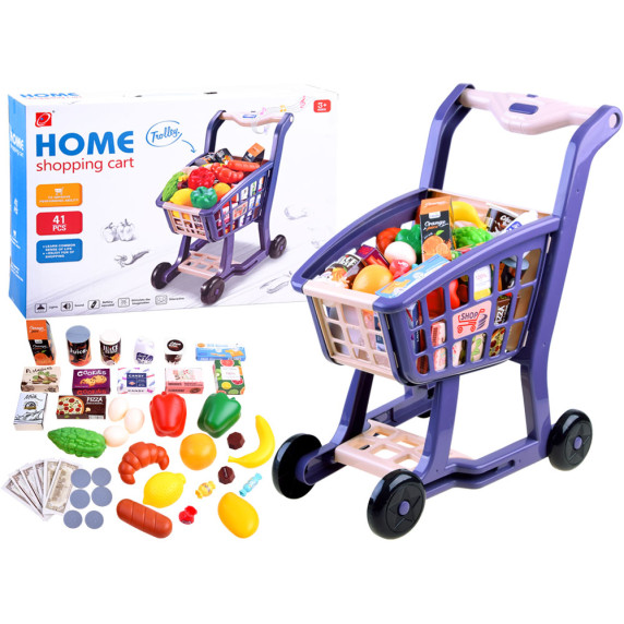 Nákupný vozík s potravinami Inlea4Fun HOME SHOPPING CART - fialový