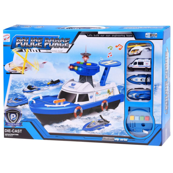 Set vehicule de poliție cu efecte sunet și lumini Police Force Inlea4Fun