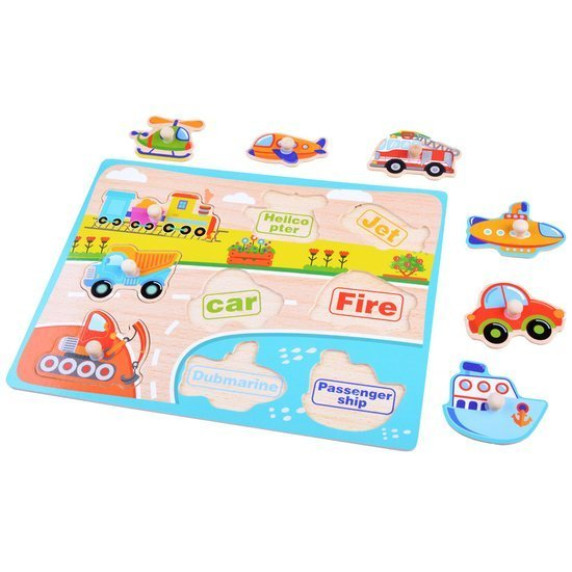 Jucărie cu forme din lemn - vehicule - Inlea4Fun
