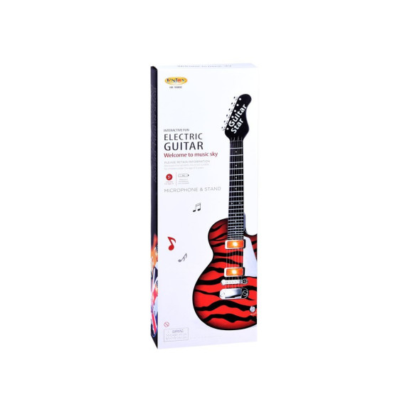 Chitară electrică de jucărie cu microfon - Inlea4Fun GUITAR STAR - roșu/negru