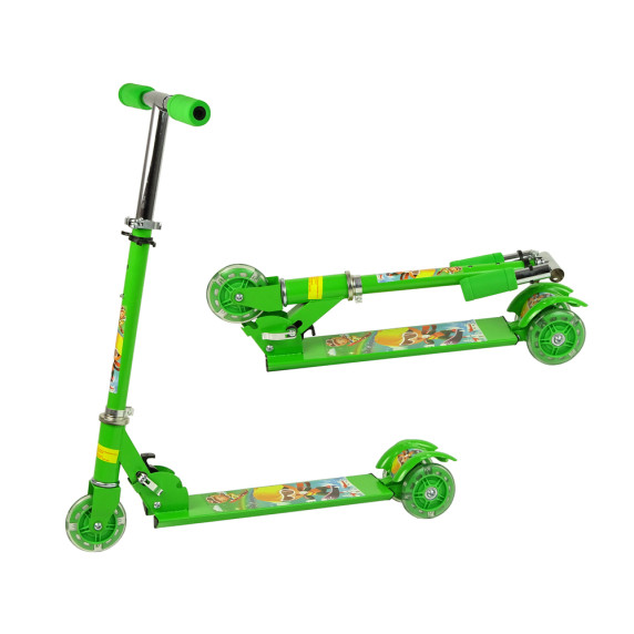 Trotinetă cu roți LED, pliabil - Inlea4Fun - verde