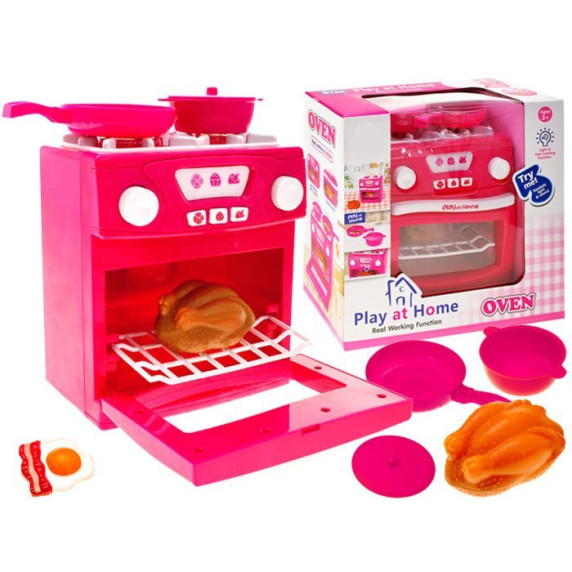 Játék gáztűzhely sütővel Inlea4Fun PLAY AT HOME OVEN - rózsaszín