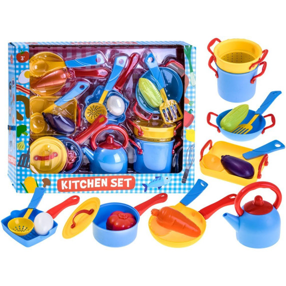 Detský riad s príslušenstvom 18 ks Inlea4Fun KITCHEN SET 