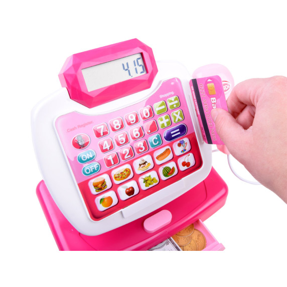 Bevásárlókosár pénztárgéppel Inlea4Fun MY CASH REGISTER - rózsaszín