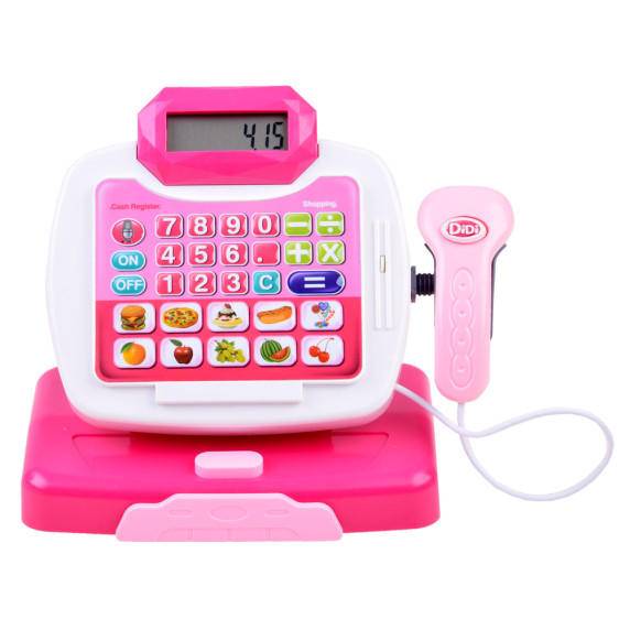 Bevásárlókosár pénztárgéppel Inlea4Fun MY CASH REGISTER - rózsaszín