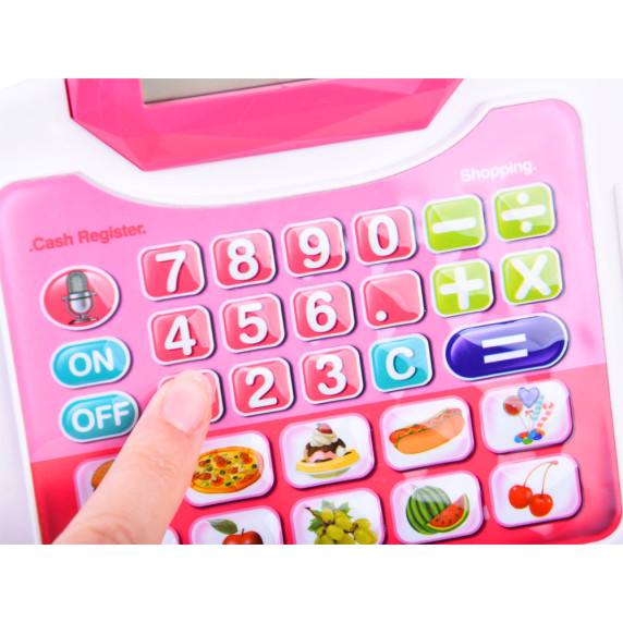 Bevásárlókosár pénztárgéppel Inlea4Fun MY CASH REGISTER - rózsaszín