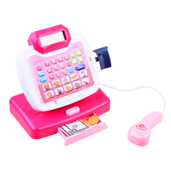 Bevásárlókosár pénztárgéppel Inlea4Fun MY CASH REGISTER - rózsaszín