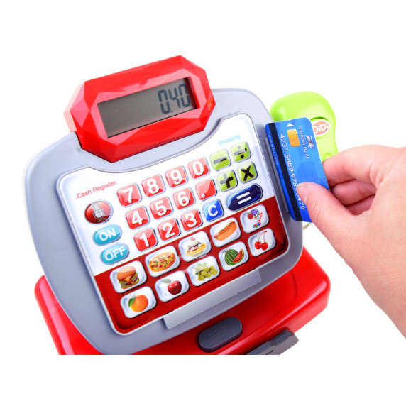 Nákupný košík s pokladňou Inlea4Fun MY CASH REGISTER - modrý