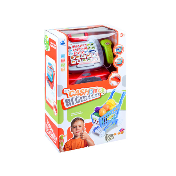 Nákupný košík s pokladňou Inlea4Fun MY CASH REGISTER - modrý