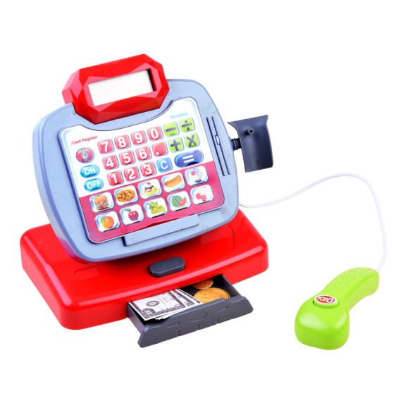 Nákupný košík s pokladňou Inlea4Fun MY CASH REGISTER - modrý