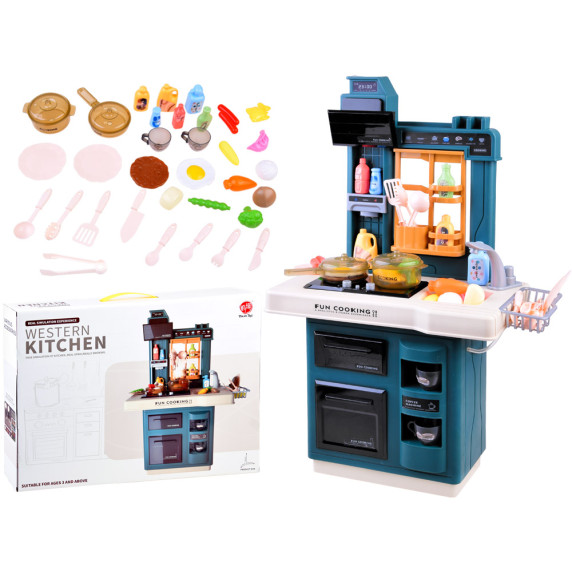 Detská kuchynka so svetelnými a zvukovými efektmi Inlea4Fun WESTERN KITCHEN - tyrkysová