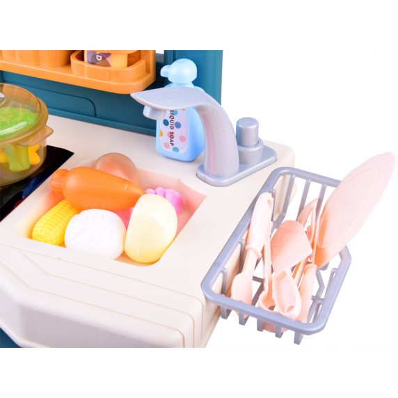 Detská kuchynka so svetelnými a zvukovými efektmi Inlea4Fun WESTERN KITCHEN - tyrkysová