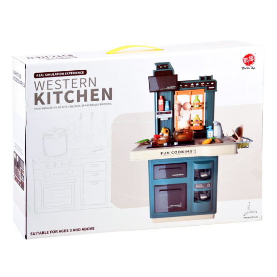 Detská kuchynka so svetelnými a zvukovými efektmi Inlea4Fun WESTERN KITCHEN - tyrkysová