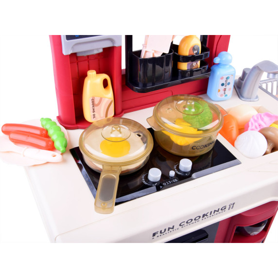 Játékkonyha fénnyel és hanggal kiegészítőkkel Inlea4Fun WESTERN KITCHEN - Piros
