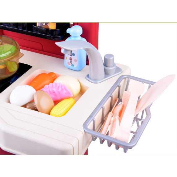 Játékkonyha fénnyel és hanggal kiegészítőkkel Inlea4Fun WESTERN KITCHEN - Piros