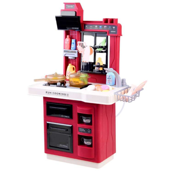 Játékkonyha fénnyel és hanggal kiegészítőkkel Inlea4Fun WESTERN KITCHEN - Piros