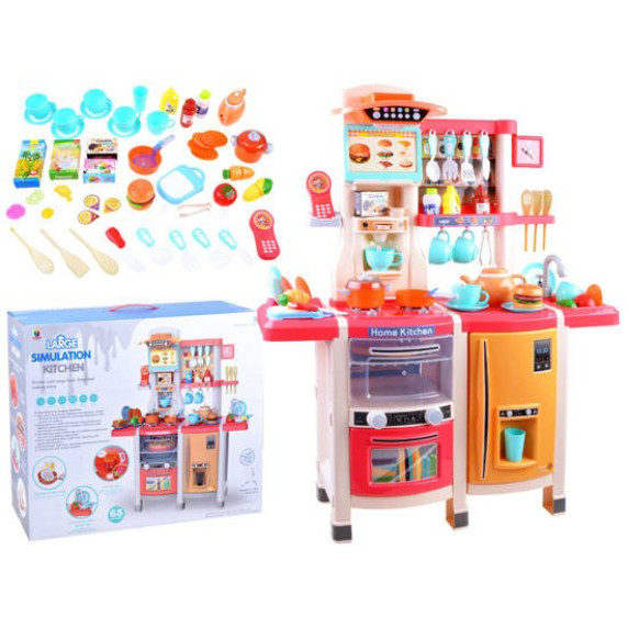 Detská kuchynka so zvukovými a svetelnými efektmi a doplnkami Inlea4Fun SIMULATION KITCHEN - červená