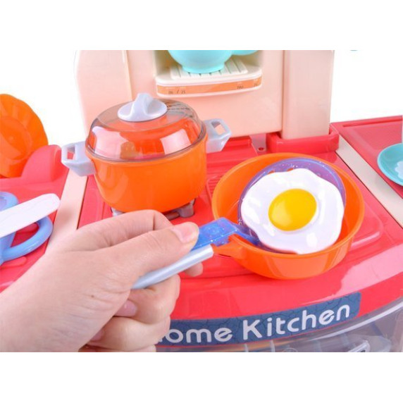 Detská kuchynka so zvukovými a svetelnými efektmi a doplnkami Inlea4Fun SIMULATION KITCHEN - červená