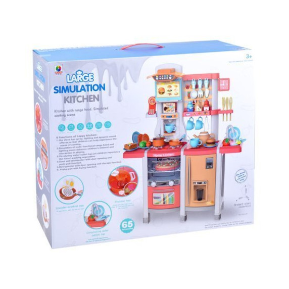 Detská kuchynka so zvukovými a svetelnými efektmi a doplnkami Inlea4Fun SIMULATION KITCHEN - červená