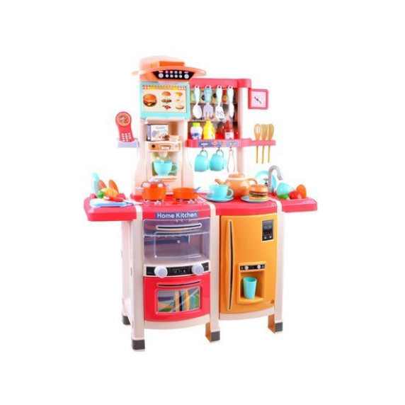 Detská kuchynka so zvukovými a svetelnými efektmi a doplnkami Inlea4Fun SIMULATION KITCHEN - červená