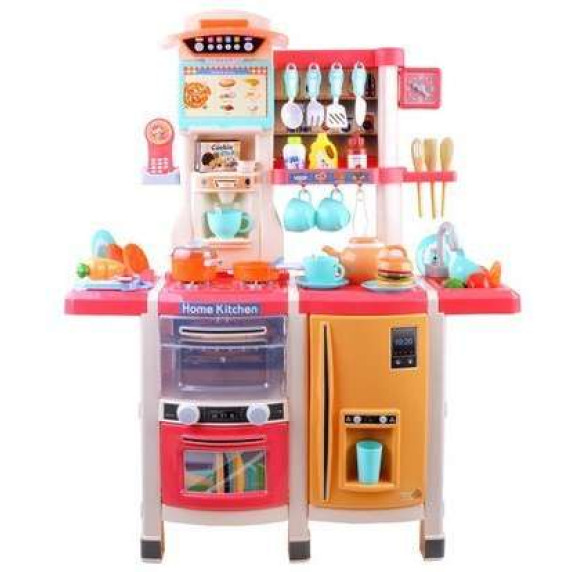 Detská kuchynka so zvukovými a svetelnými efektmi a doplnkami Inlea4Fun SIMULATION KITCHEN - červená