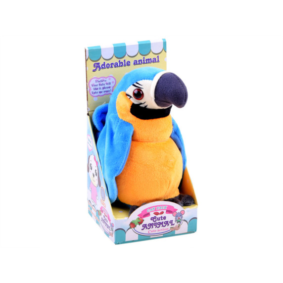 Papagal de pluș cu efect de sunet - albastru - Inlea4Fun ADORABLE ANIMAL 