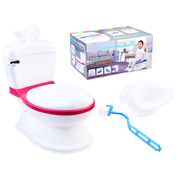 Gyermek WC vízöblítéses hanggal és kivehető bili résszel Inlea4Fun - rózsaszín