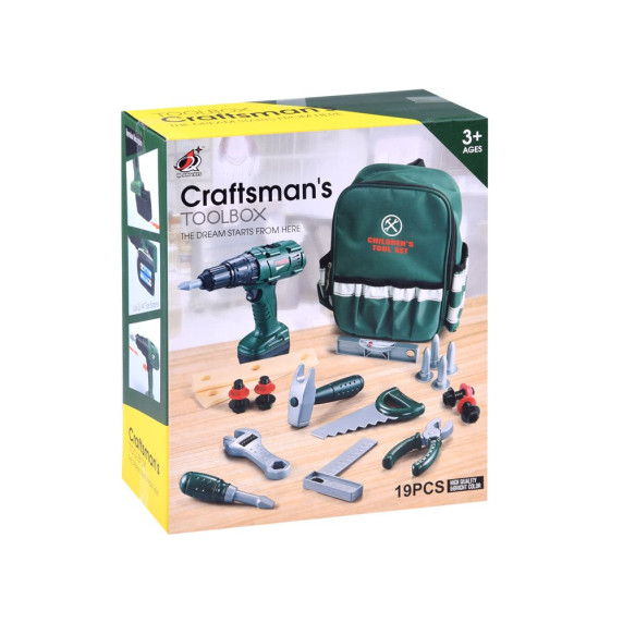 Set unelte de jucărie în rucsac - Inlea4Fun CRAFTSMAN'S TOOL BOX 